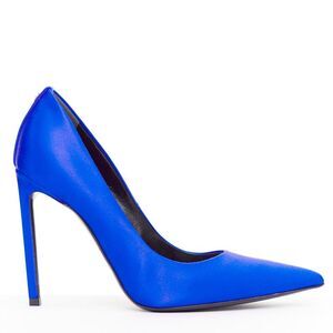 Tom Ford Blue Satin Pointy Front Stiletto Pumps